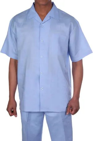 100% Linen Walking Set (Shirt Sleeve Shirt and Long Pant). 5 Colors