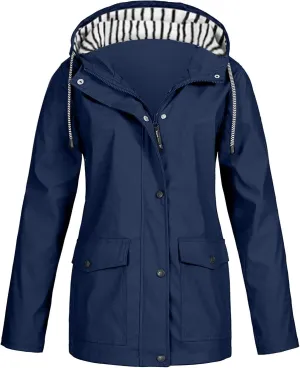 2025 Womens Raincoat Spring Fashion Plus Size Waterproof Lightweight Jacket Outdoor Raincoats Windbreaker with Hood