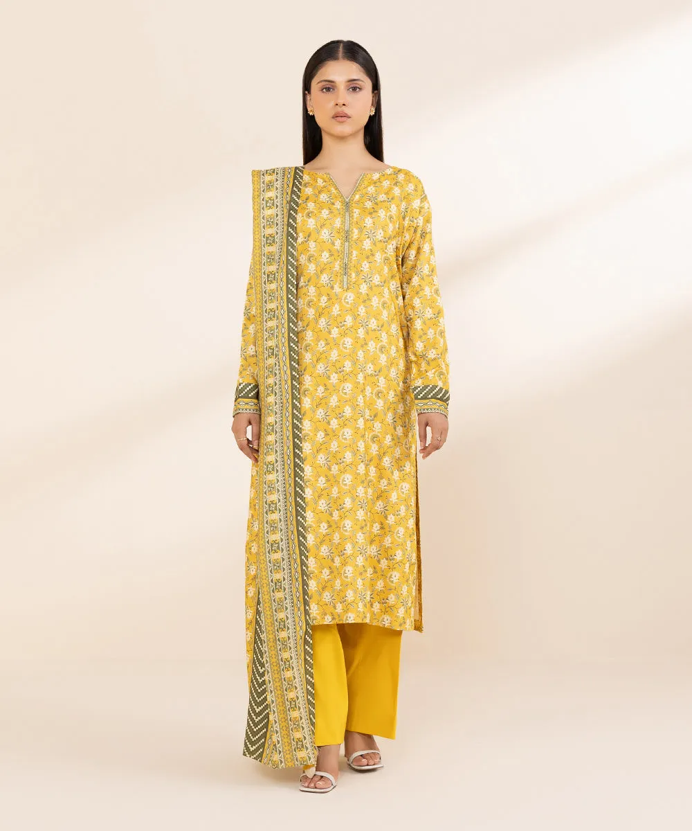3 Piece - Printed Linen Suit