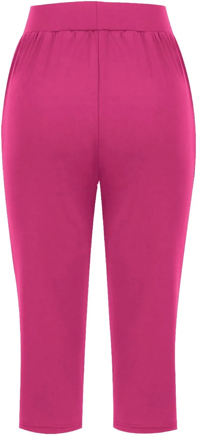 Active Capri Pants for Women Joggers Stretch Lightweight Womens Casual Pant Capri with Drawstring