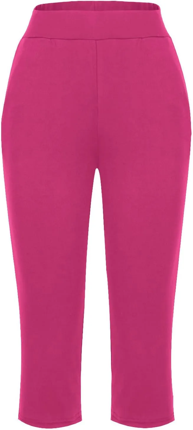 Active Capri Pants for Women Joggers Stretch Lightweight Womens Casual Pant Capri with Drawstring