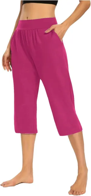 Active Capri Pants for Women Joggers Stretch Lightweight Womens Casual Pant Capri with Drawstring