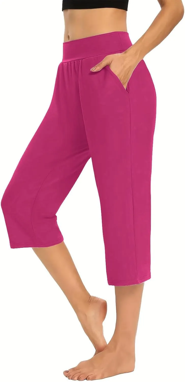 Active Capri Pants for Women Joggers Stretch Lightweight Womens Casual Pant Capri with Drawstring