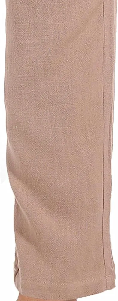AITFINEISM Men's Casual Cotton Linen Pants Straight Fit Drawstring Pant with Back Elastic Waistband