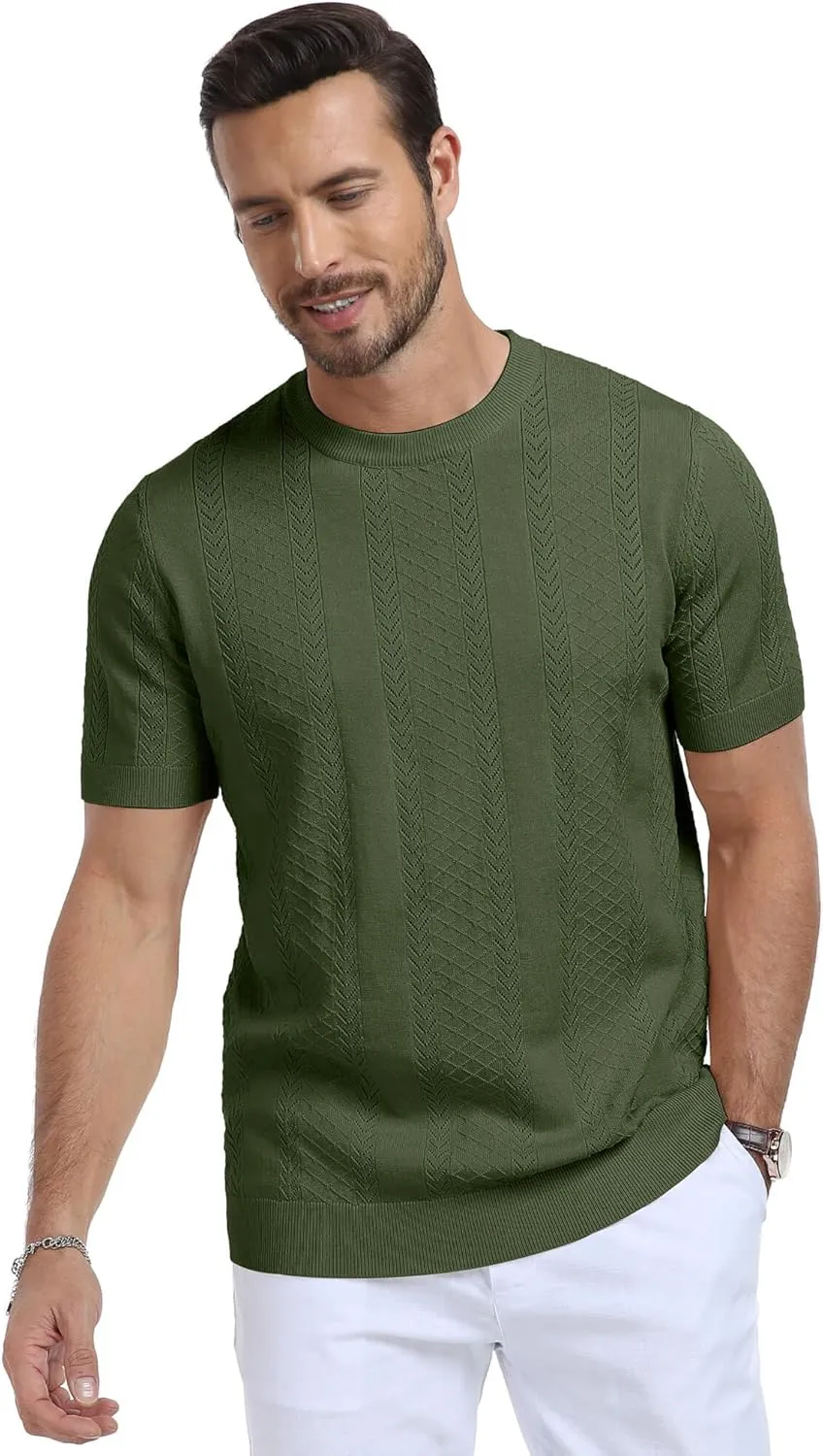 Aiyino Men's Knit T-Shirt Short Sleeve Tee Crewneck Sweater Shirt Casual Pullover Tops