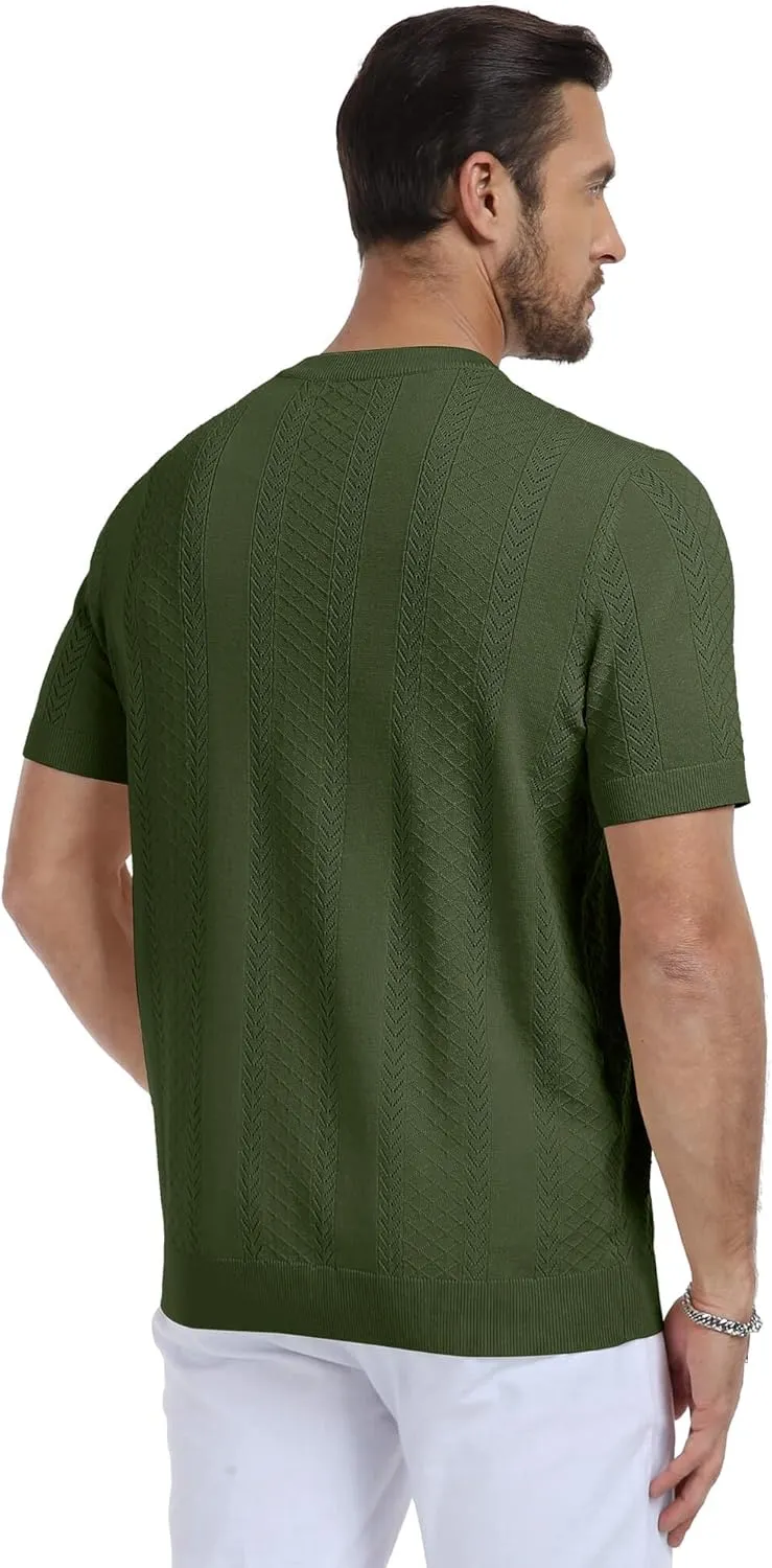 Aiyino Men's Knit T-Shirt Short Sleeve Tee Crewneck Sweater Shirt Casual Pullover Tops