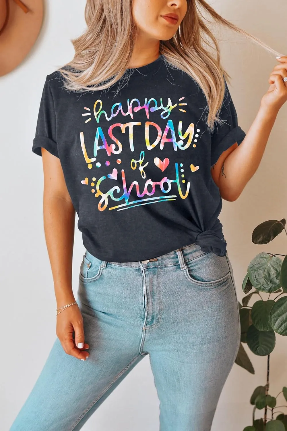 ALLTB Last Day of School Shirt for Teachers Women Teacher Life T-Shirt School Graduation Tee Appreciation Gift Shirt Top