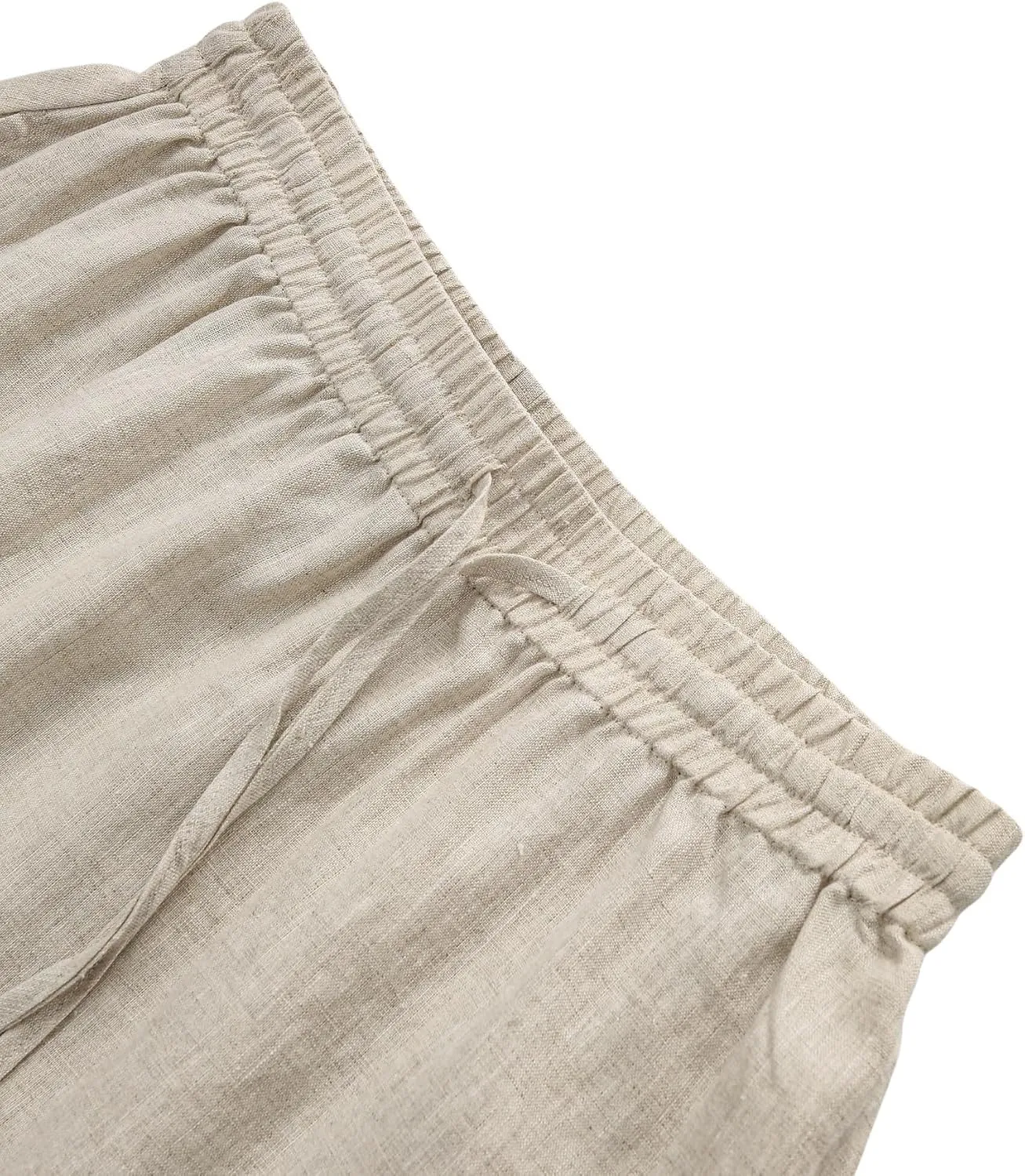 Amazhiyu Womens Pure Linen A Line Pleated Midi Skirt Elastic Waist with Pockets