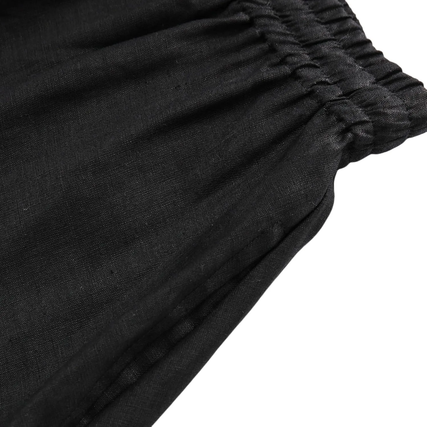 Amazhiyu Womens Pure Linen A Line Pleated Midi Skirt Elastic Waist with Pockets