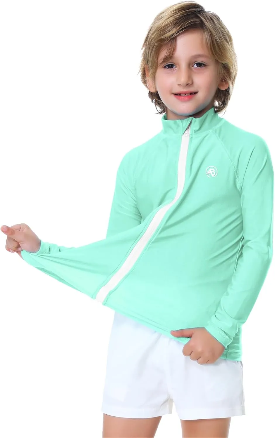 AOBUTE Unisex Kids Zipper Rash Guard Boys UPF 50  UV Protection Sun Shirt with Thumb Hole 3-12 Years