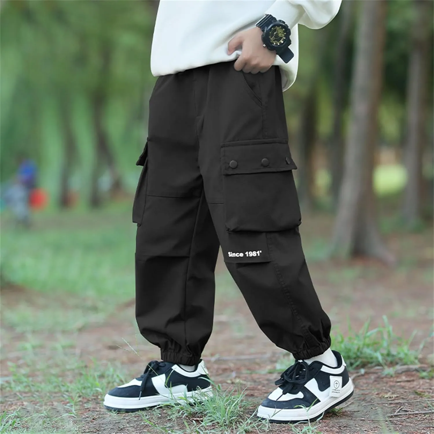 Baggy Cargo Sweatpants for Boy 2025 Spring Fashion Elastic High Wait Joggers Lounge Cozy Straight Athletic Gym Pants