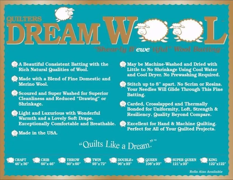 Batting, Quilter's Dream Wool - QUEEN 108" x 93"