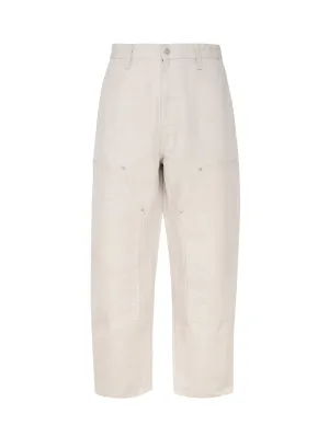 Beige Relaxed Tapered Knee Pants