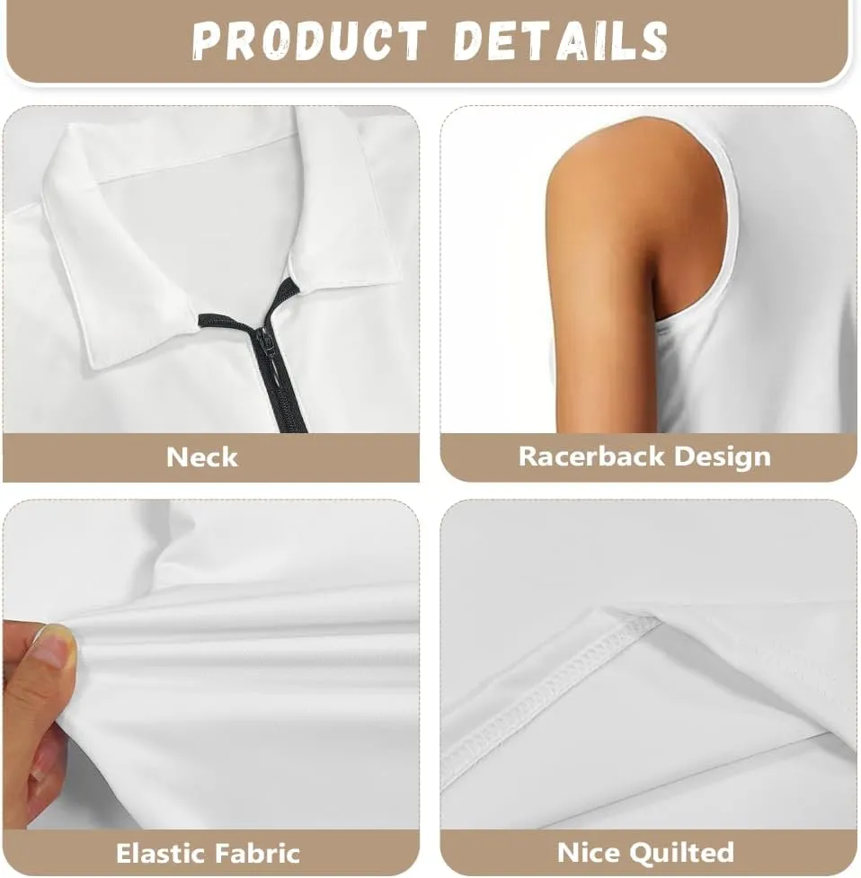 Belidome Women's Zip Up Golf Shirt Tank Sleeve Tops Tennis Outfit T-Shirt Tee Pullover