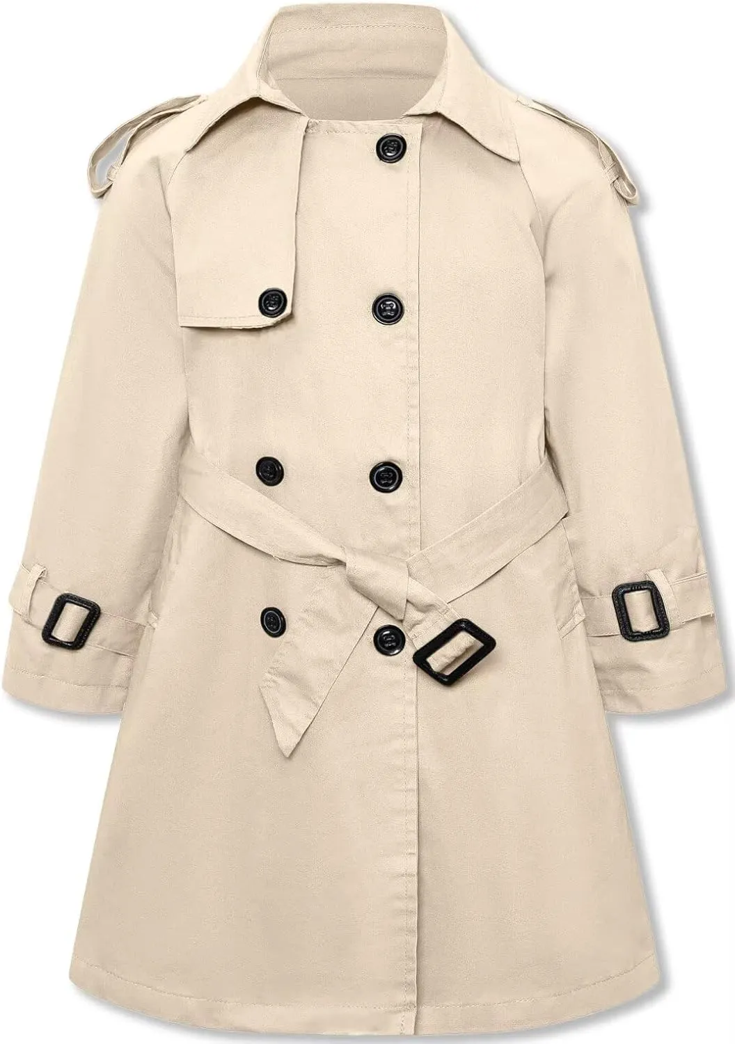 Betusline Girls & Women's Trench Coat Double Breasted Classic Lapel Outerwear, 3 Years - Women 2XL