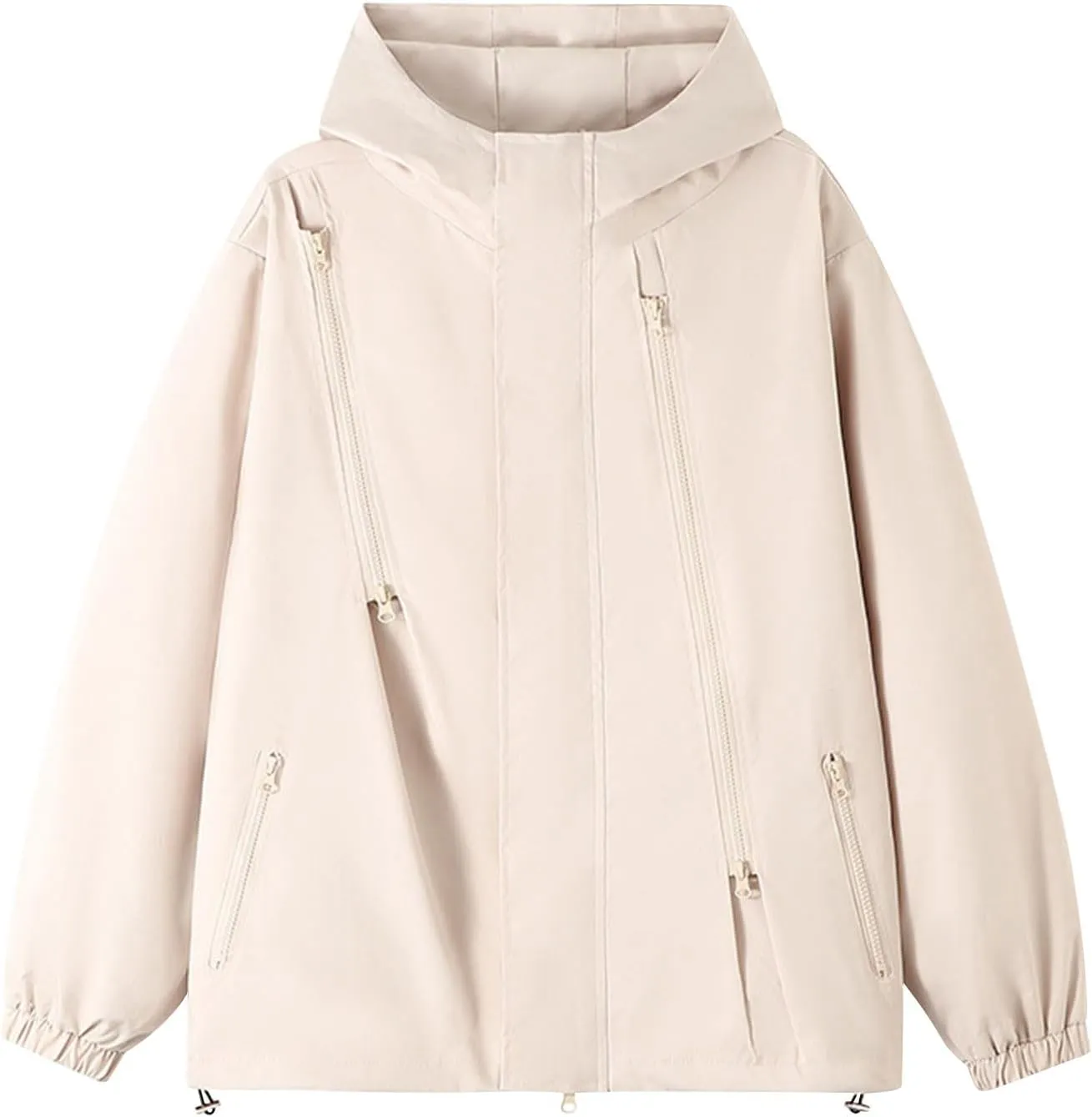 Bidobibo Rain Jacket Women Plus Size Trench Coat Windbreaker Raincoats with Hoodie Waterproof Jackets for Women with Hood