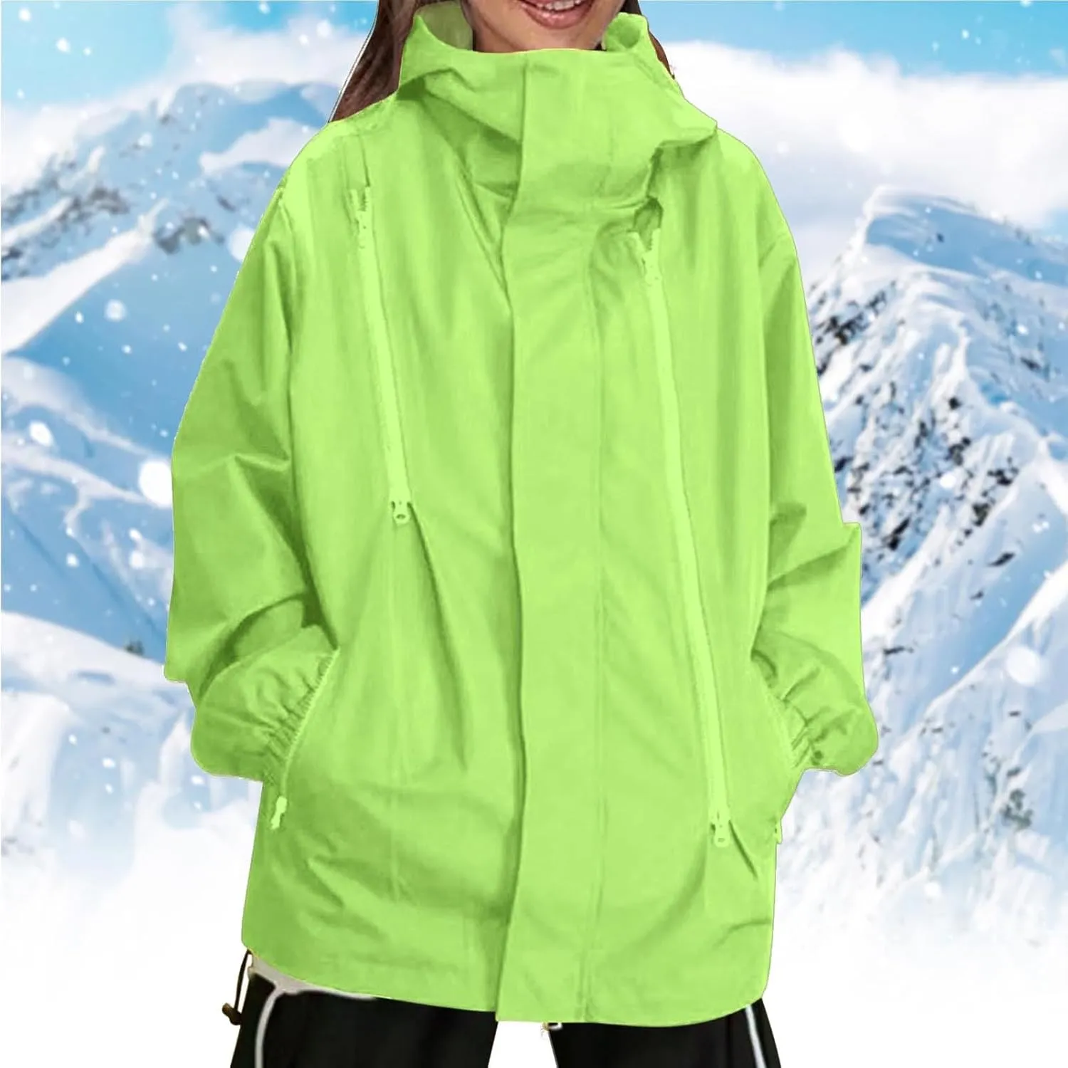 Bidobibo Rain Jacket Women Plus Size Trench Coat Windbreaker Raincoats with Hoodie Waterproof Jackets for Women with Hood