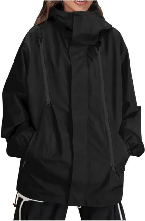 Bidobibo Rain Jacket Women Plus Size Trench Coat Windbreaker Raincoats with Hoodie Waterproof Jackets for Women with Hood