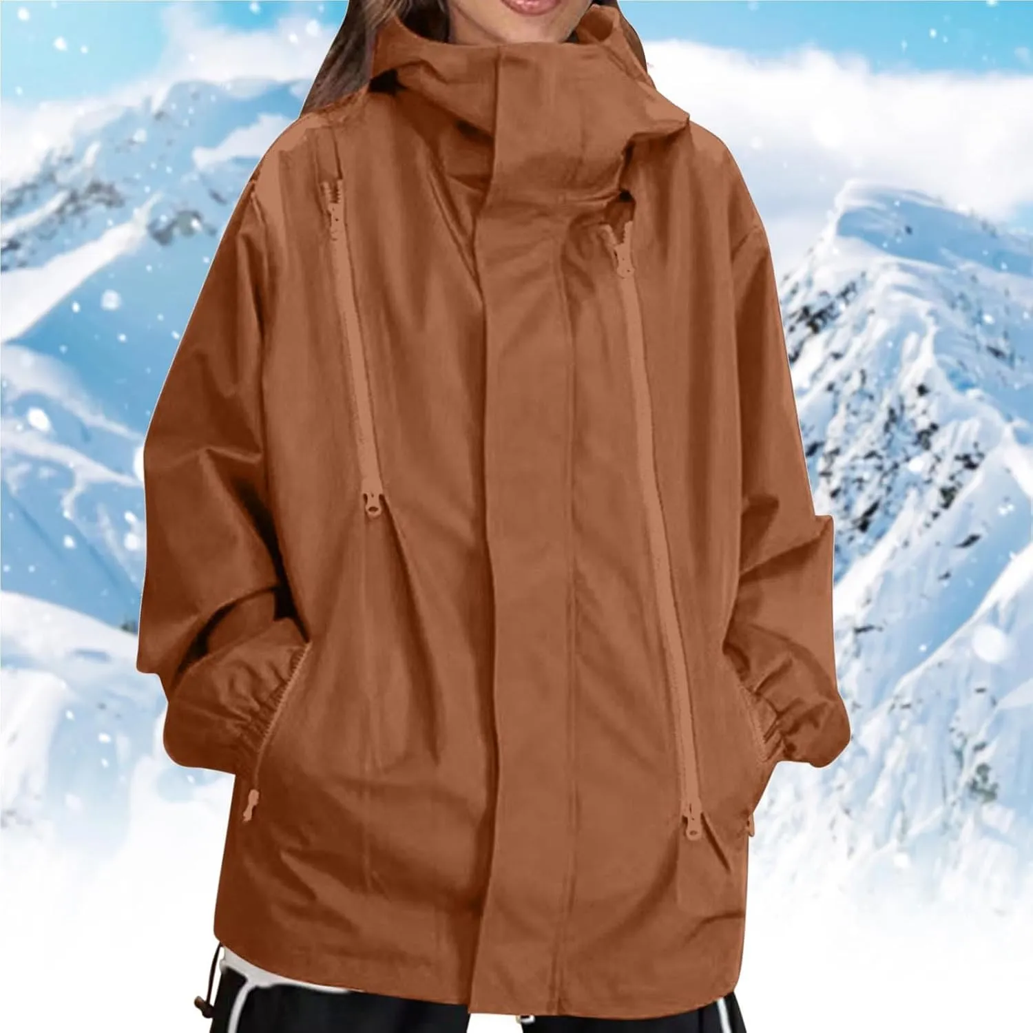 Bidobibo Rain Jacket Women Plus Size Trench Coat Windbreaker Raincoats with Hoodie Waterproof Jackets for Women with Hood