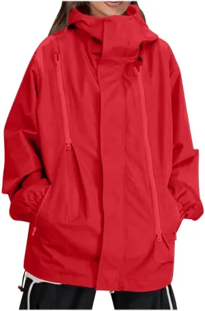 Bidobibo Rain Jacket Women Plus Size Trench Coat Windbreaker Raincoats with Hoodie Waterproof Jackets for Women with Hood
