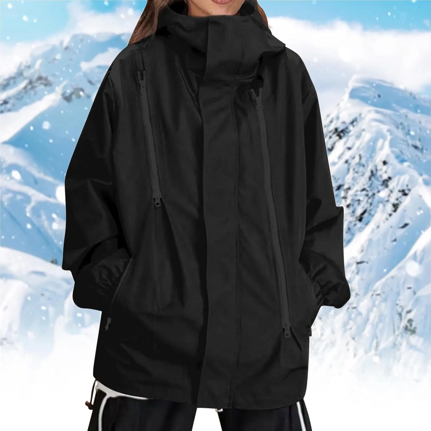 Bidobibo Rain Jacket Women Plus Size Trench Coat Windbreaker Raincoats with Hoodie Waterproof Jackets for Women with Hood