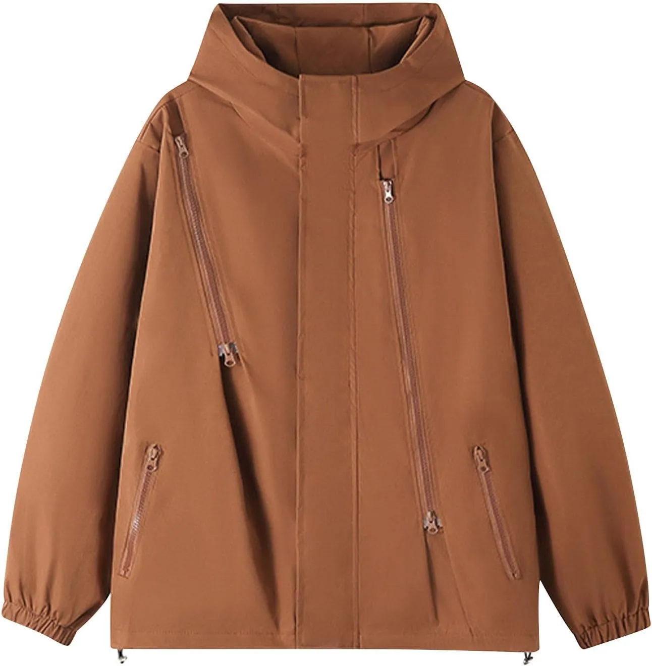 Bidobibo Rain Jacket Women Plus Size Trench Coat Windbreaker Raincoats with Hoodie Waterproof Jackets for Women with Hood