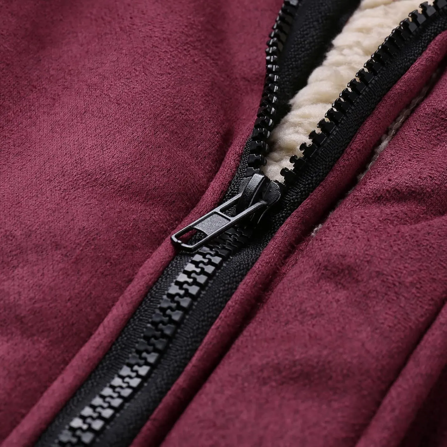 BIFUTON Winter Coats for Men,Men's Shearling Leather Coat Faux Suede Sherpa Lined Winter Thicken Warm Hooded Sheepskin Jacket