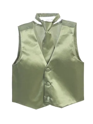 Big Boys Sage Three Button Satin Vest Tie 2 Pc Set 8-16