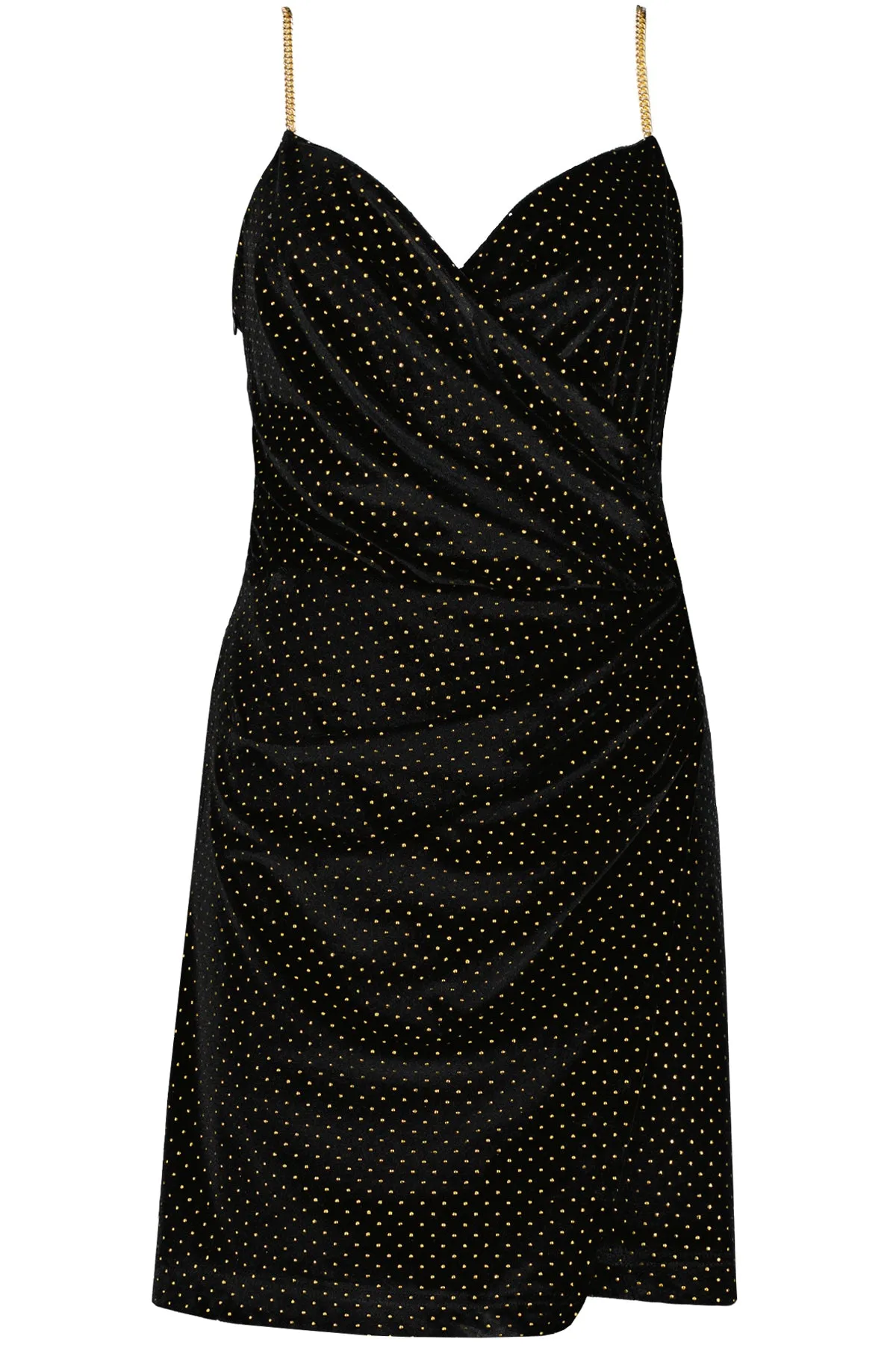 Bishop   Young Object Of Affection Gold Stud Malone Faux Wrap Mini Dress