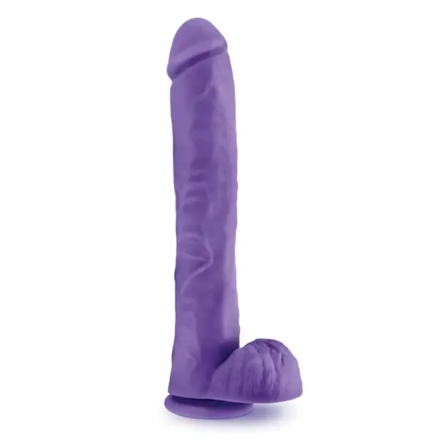 Blush Au Naturel Bold Daddy 14 in. Posable Dual Density Dildo with Balls & Suction Cup Purple