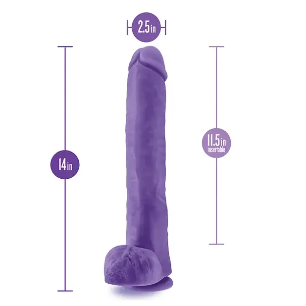 Blush Au Naturel Bold Daddy 14 in. Posable Dual Density Dildo with Balls & Suction Cup Purple