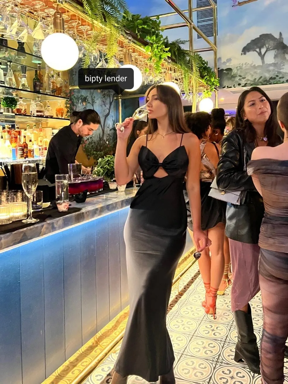 Bow Slip Dress in Black