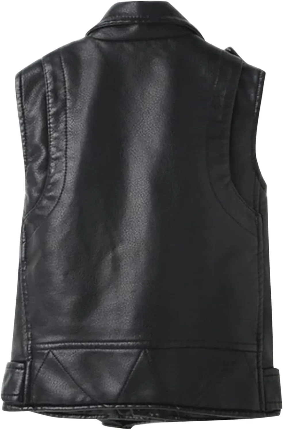 Boys Girls Faux Leather Vest Coat Toddler Kids Zip Up Motorcycle Sleeveless Casual Jacket Outerwear with Pockets