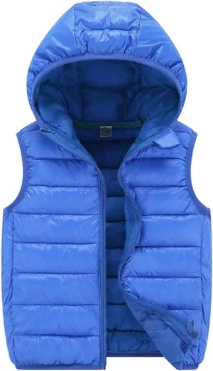 Boys Girls Puffer Down Vest Toddler Kids Hooded Zip Sleeveless Jacket Winter Warm Coat Outerwear