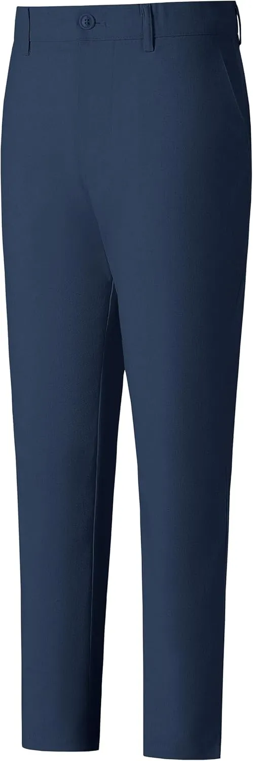 Boys' Linen Pants Lightweight Flat Front Dress Pants Kids School Uniform