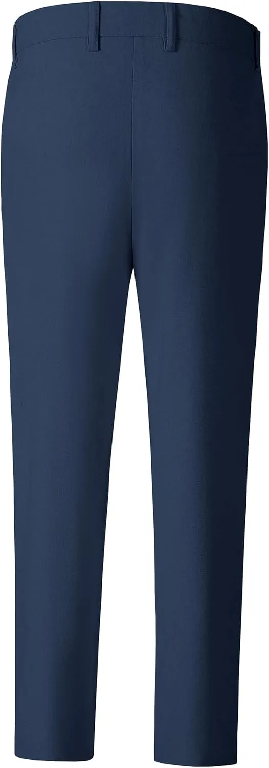 Boys' Linen Pants Lightweight Flat Front Dress Pants Kids School Uniform