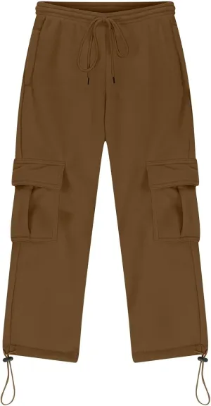 Boys' Open Bottom Fleece-Lined Sweatpants with Pockets High Elastic Waist Baggy Wide Straight Leg Pants 5-15 Years