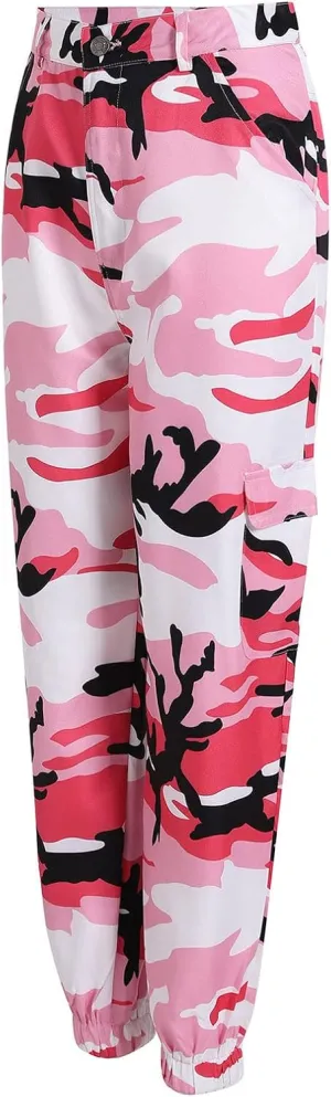 Camo Cargo Pants for Women Fashion Y2K High Waist Military Army Cargo Pants Sweatpants with Pockets Jogger Trousers