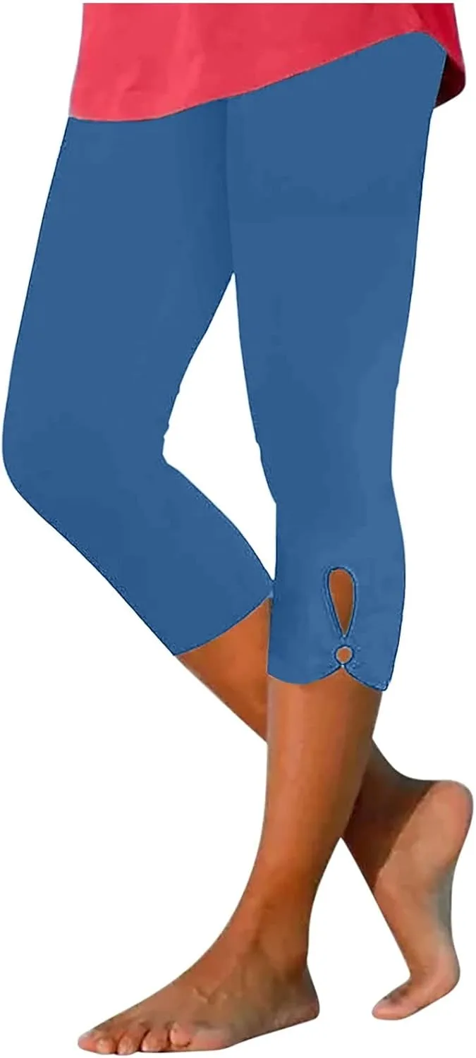 Capri Leggings for Women 2025 Casual Summer Capri Pants Stretch Slimming Workout Yoga Pants Hollow Out Leggings