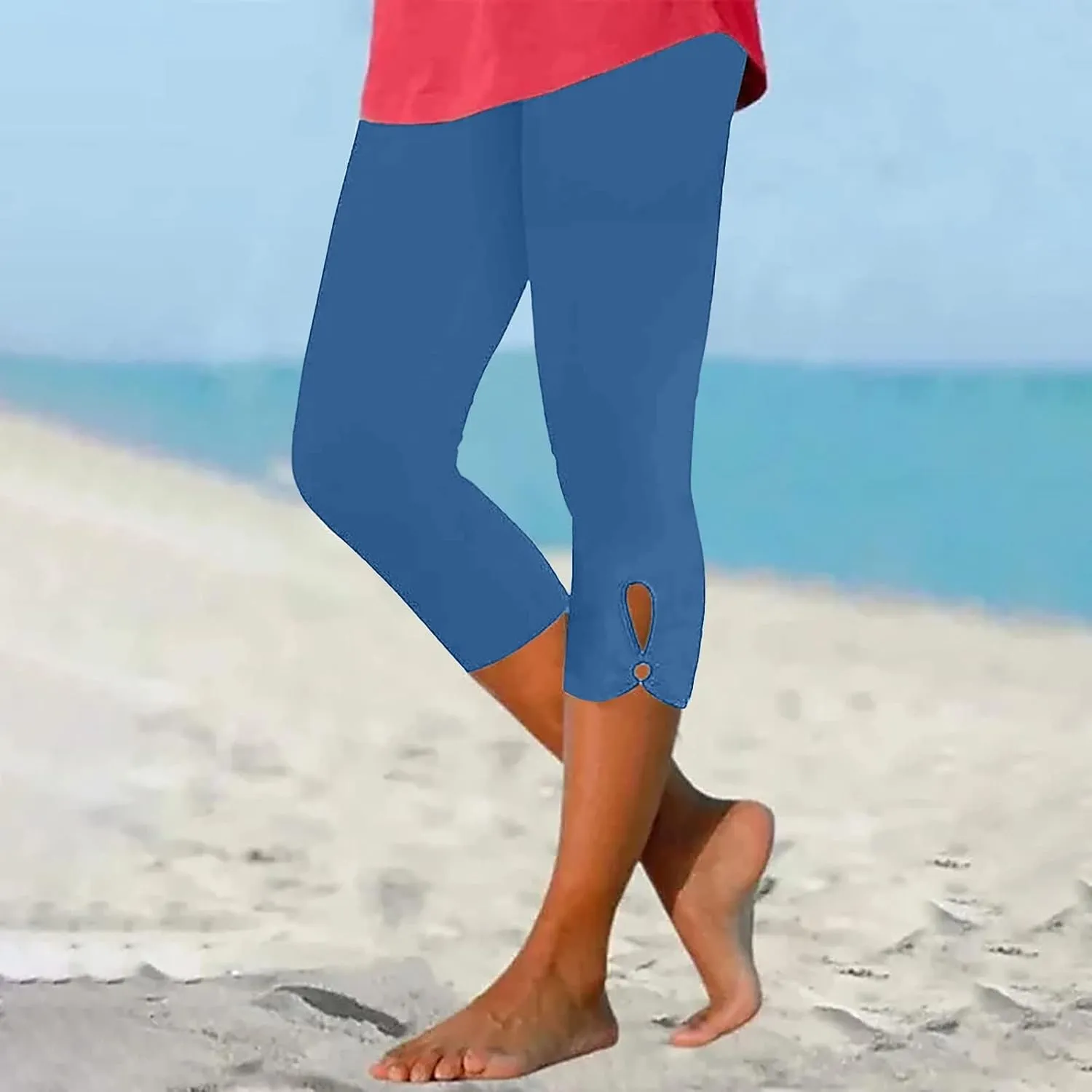 Capri Leggings for Women 2025 Casual Summer Capri Pants Stretch Slimming Workout Yoga Pants Hollow Out Leggings