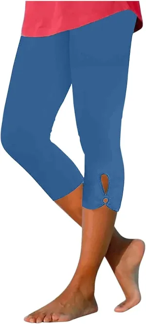 Capri Leggings for Women 2025 Casual Summer Capri Pants Stretch Slimming Workout Yoga Pants Hollow Out Leggings