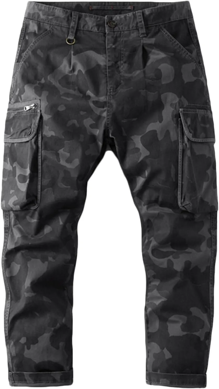 Cargo Cropped Pants Men's Tactical Hip Hop Harem Street Pants Relaxed Fit Casual Trousers Sports Functional Overalls