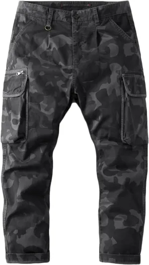 Cargo Cropped Pants Men's Tactical Hip Hop Harem Street Pants Relaxed Fit Casual Trousers Sports Functional Overalls Cargo Cropped Pants Men's Tactical Hip Hop Harem Street Pants Relaxed Fit Casual Trousers Sports Functional Overalls