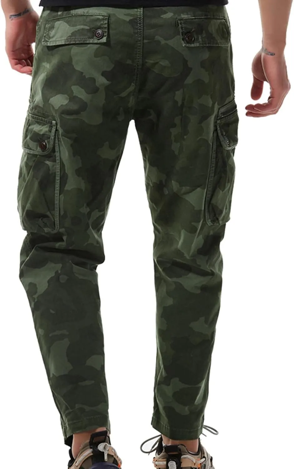 Cargo Cropped Pants Men's Tactical Hip Hop Harem Street Pants Relaxed Fit Casual Trousers Sports Functional Overalls