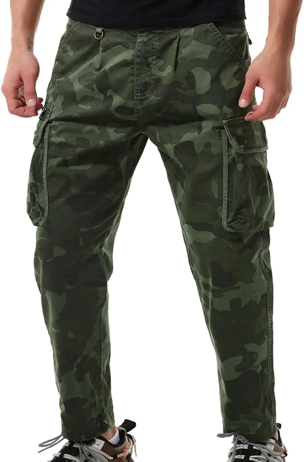 Cargo Cropped Pants Men's Tactical Hip Hop Harem Street Pants Relaxed Fit Casual Trousers Sports Functional Overalls