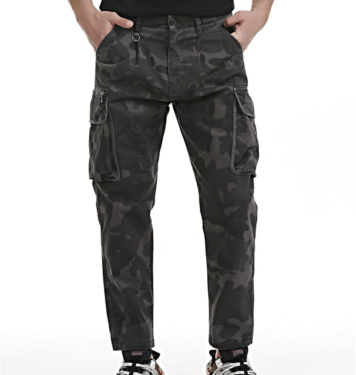 Cargo Cropped Pants Men's Tactical Hip Hop Harem Street Pants Relaxed Fit Casual Trousers Sports Functional Overalls