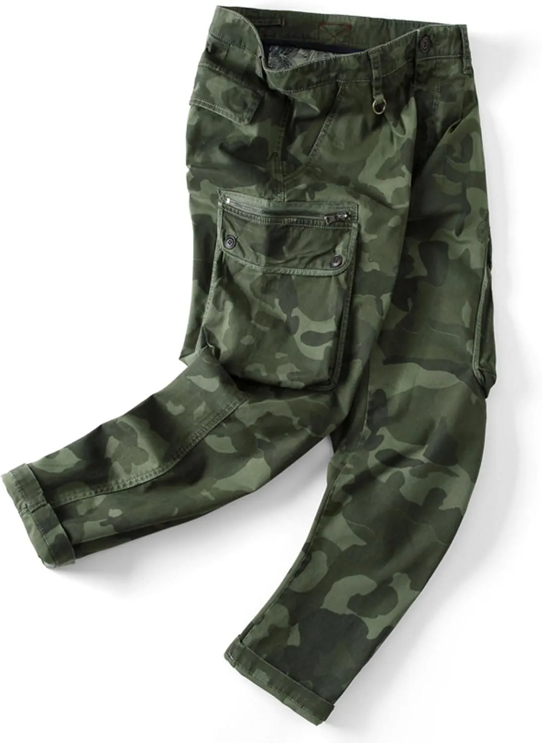 Cargo Cropped Pants Men's Tactical Hip Hop Harem Street Pants Relaxed Fit Casual Trousers Sports Functional Overalls