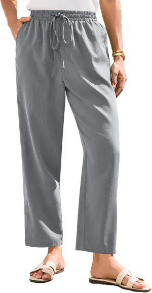 Cargo Pants for Men, Straight Leg Casual Pants Linen Peasant Summer 2025