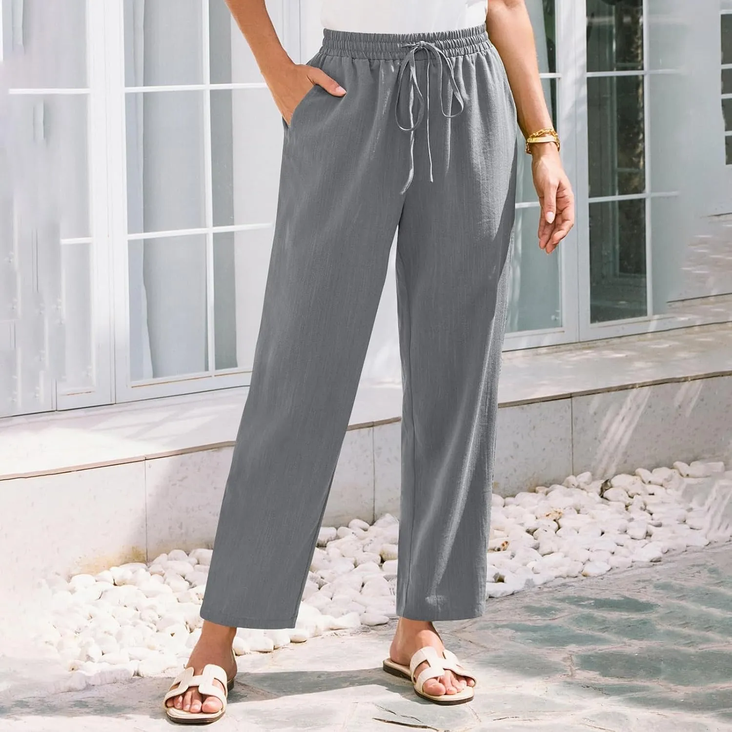 Cargo Pants for Men, Straight Leg Casual Pants Linen Peasant Summer 2025