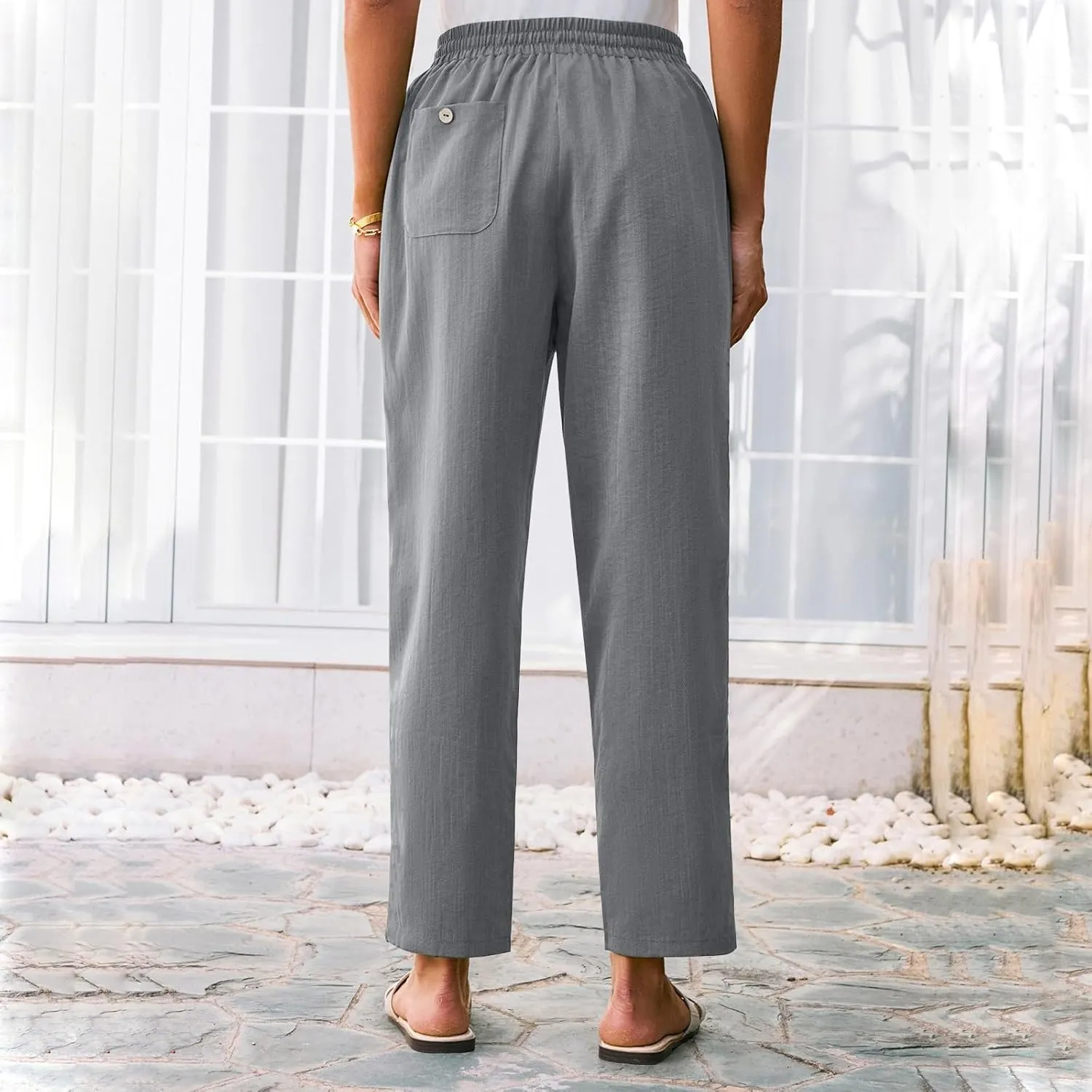 Cargo Pants for Men, Straight Leg Casual Pants Linen Peasant Summer 2025